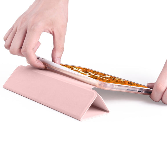For iPad Mini 5 / Mini 4 3-folding Horizontal Flip PU Leather + Shockproof TPU Case with Holder & Pen Slot(Pink)