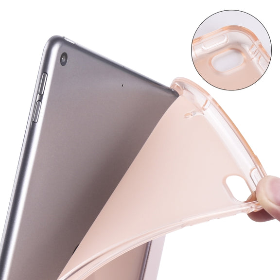 For iPad Mini 5 / Mini 4 3-folding Horizontal Flip PU Leather + Shockproof TPU Case with Holder & Pen Slot(Pink)
