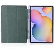For Samsung Galaxy Tab S6 Lite P610 3-folding Horizontal Flip PU Leather + Shockproof TPU Case with Holder & Pen Slot(Pine Green)