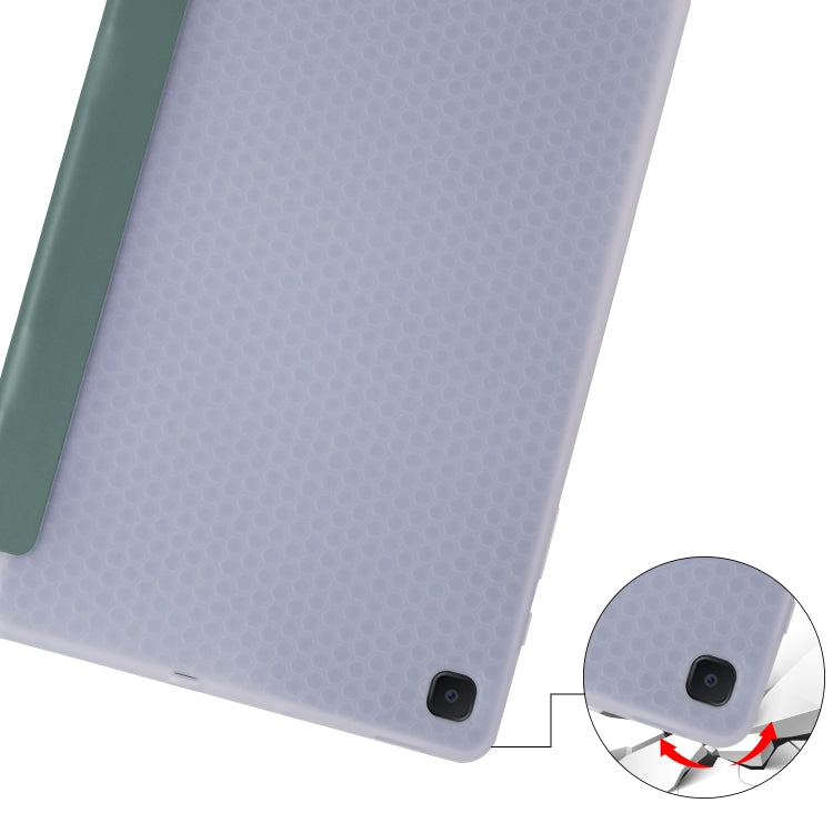 For Samsung Galaxy Tab S6 Lite P610 3-folding Horizontal Flip PU Leather + Shockproof TPU Case with Holder & Pen Slot(Pine Green)