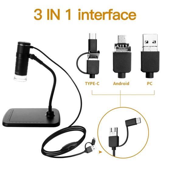 AN104 1000X 3 in 1 Digital Microscope with Helical Tube Bracket