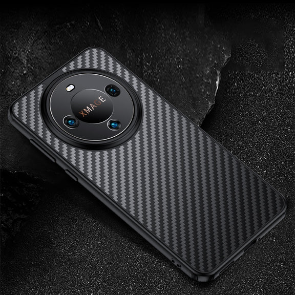 For Huawei Mate 60 Pro wlons Magsafe Carbon Fiber Kevlar TPU Phone Case(Black)