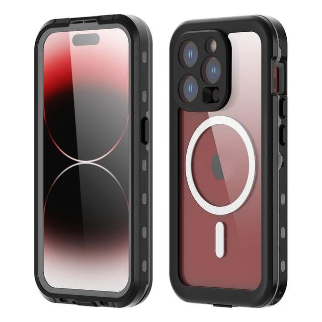 For iPhone 15 Pro RedPepper IP68 Water-resistant MagSafe Phone Case(Black)