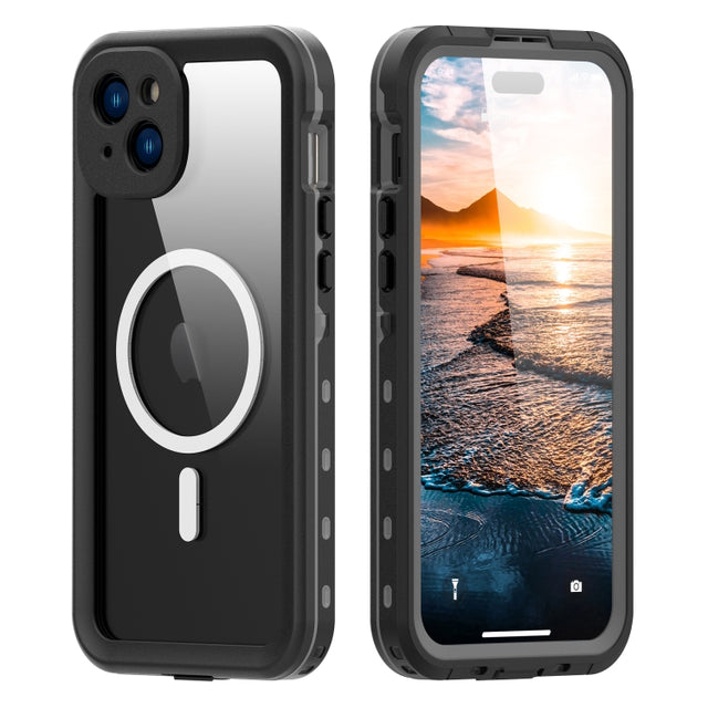 For iPhone 15 RedPepper IP68 Water-resistant MagSafe Phone Case(Black)