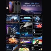 HOTWAV CYBER 13 Pro, 12GB+256GB, IP68/IP69K Rugged Phone, 10800mAh, 6.6 inch Android 13 UNISOC T619 Octa Core, Network: 4G, NFC, OTG(All Black)