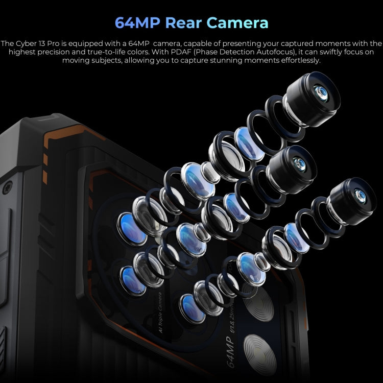 HOTWAV CYBER 13 Pro, 12GB+256GB, IP68/IP69K Rugged Phone, 10800mAh, 6.6 inch Android 13 UNISOC T619 Octa Core, Network: 4G, NFC, OTG(Orange) - free shipping - PMC TechLife - Order now!