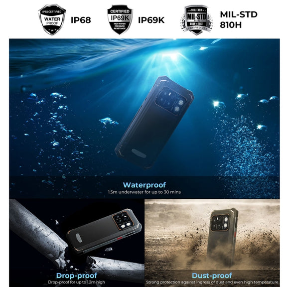 HOTWAV CYBER 13 Pro, 12GB+256GB, IP68/IP69K Rugged Phone, 10800mAh, 6.6 inch Android 13 UNISOC T619 Octa Core, Network: 4G, NFC, OTG(Orange)