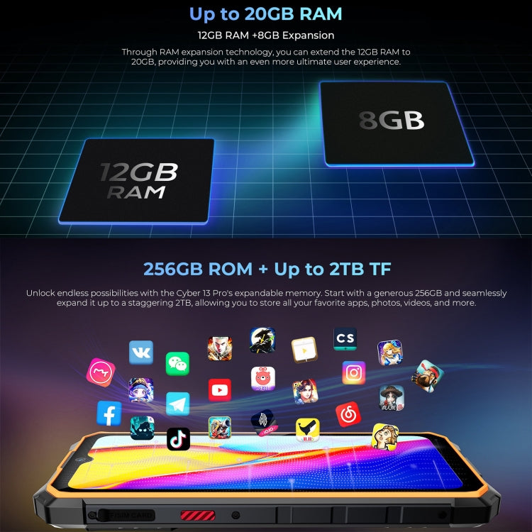 HOTWAV CYBER 13 Pro, 12GB+256GB, IP68/IP69K Rugged Phone, 10800mAh, 6.6 inch Android 13 UNISOC T619 Octa Core, Network: 4G, NFC, OTG(Orange)