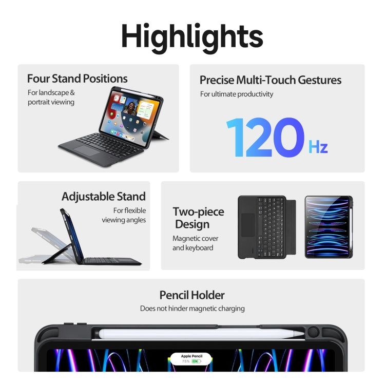 For iPad Air 11 2024 / 4&5 / iPad Pro 11 2022 DUX DUCIS DK Series Magnetic Wireless Bluetooth Keyboard Tablet Case(Black) - free shipping - PMC Jewellery - Order now!