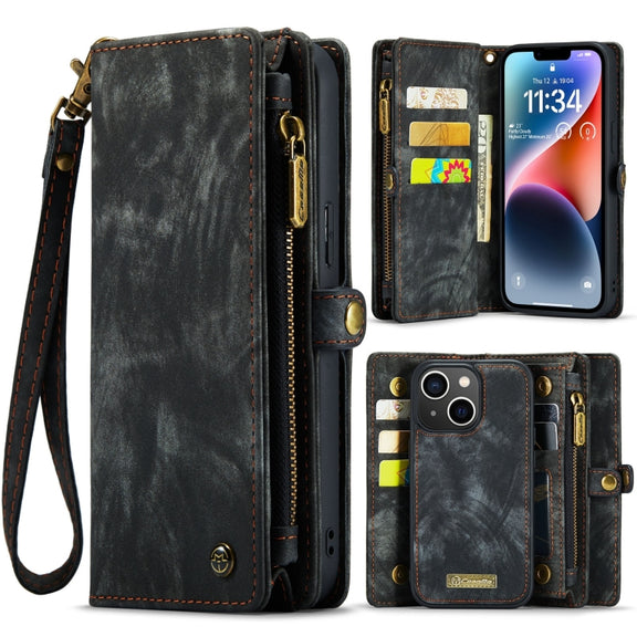 For iPhone 15 Plus CaseMe 008 Detachable Multifunctional Leather Phone Case(Black)