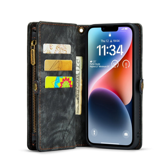 For iPhone 15 CaseMe 008 Detachable Multifunctional Leather Phone Case(Black)