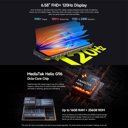 Ulefone Armor 22, 8GB+256GB, IP68/IP69K Rugged Phone, 6.58 inch Android 13 MediaTek Helio G96 Octa Core, Network: 4G, NFC, OTG(Some Green) - free shipping - PMC Jewellery - Order now!