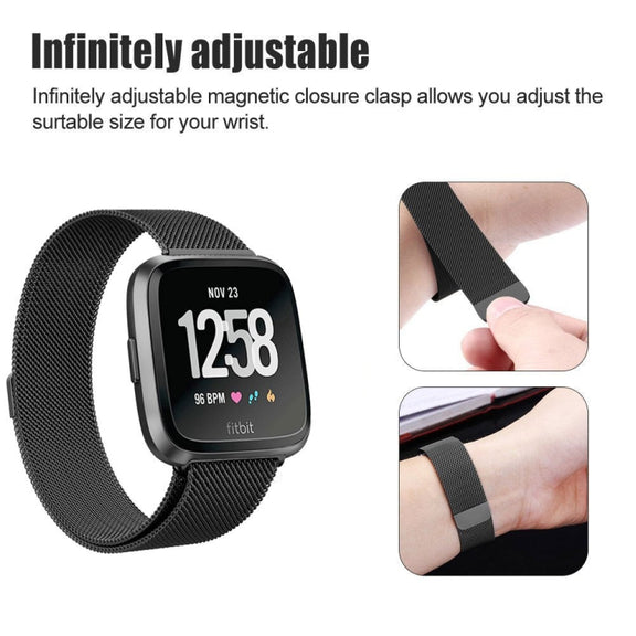 For Fitbit Versa 2 / Fitbit Versa / Fitbit Versa Lite Milanese Watch Band,, Small Size: 2.3x22.5cm(Rose Gold)