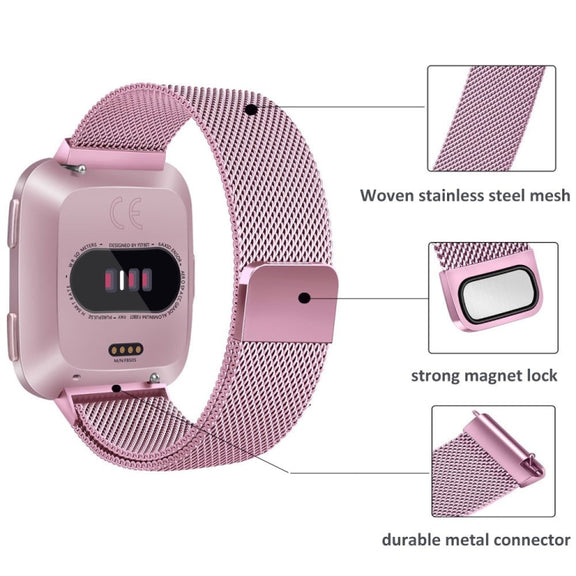 For Fitbit Versa 2 / Fitbit Versa / Fitbit Versa Lite Milanese Watch Band,, Small Size: 2.3x22.5cm(Rose Gold)