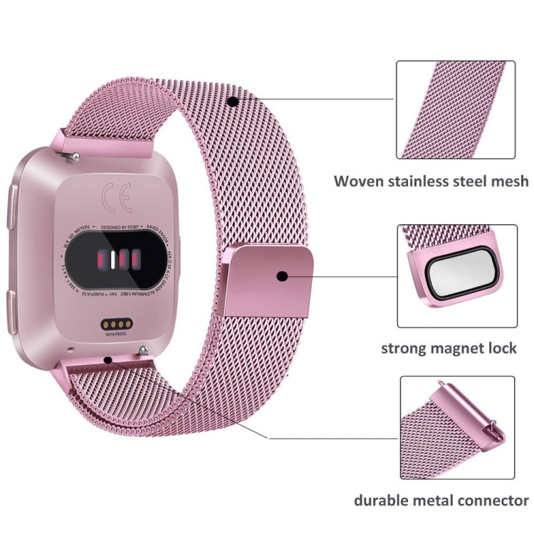 For Fitbit Versa 2 / Fitbit Versa / Fitbit Versa Lite Milanese Watch Band,, Small Size: 2.3x22.5cm(Rose Gold)