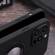 For iPhone 15 Plus Cloth Texture MagSafe Magnetic PU Phone Case(Grey)