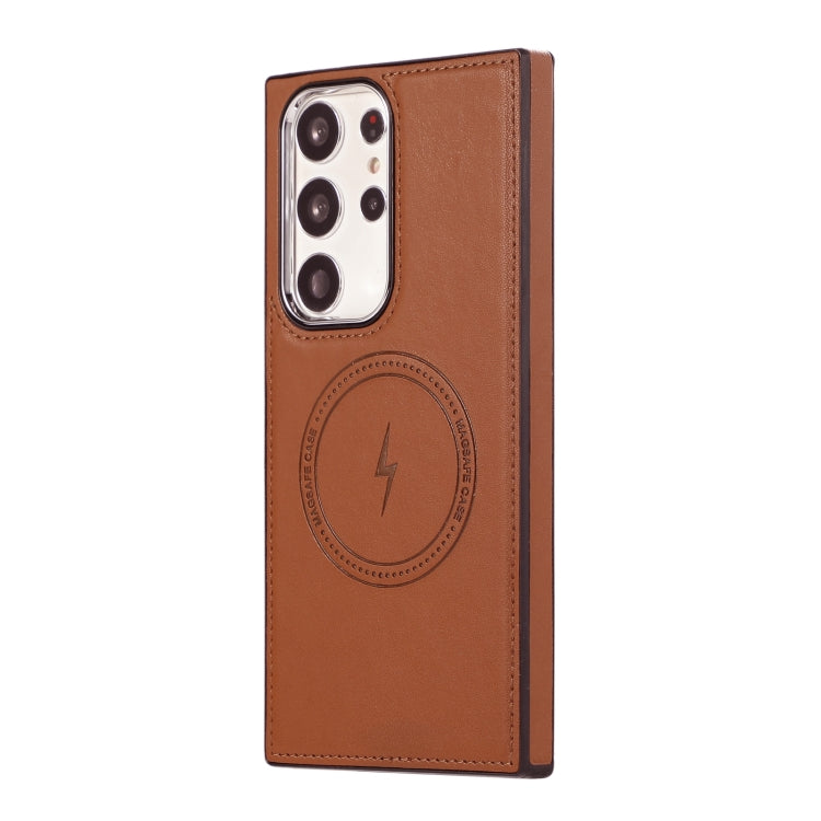 For Samsung Galaxy S23 Ultra 5G Side Leather Magsafe Phone Case(Brown) - Galaxy S23 Ultra 5G Cases by PMC TechLife | Online Shopping South Africa | PMC TechLife