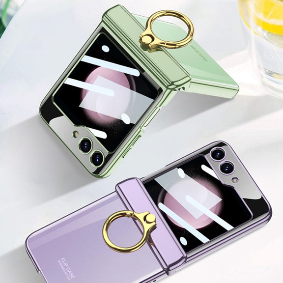 For Samsung Galaxy Z Flip5 GKK Magnetic Folding Phantom Rotary Phone Case with Ring Holder(Black)