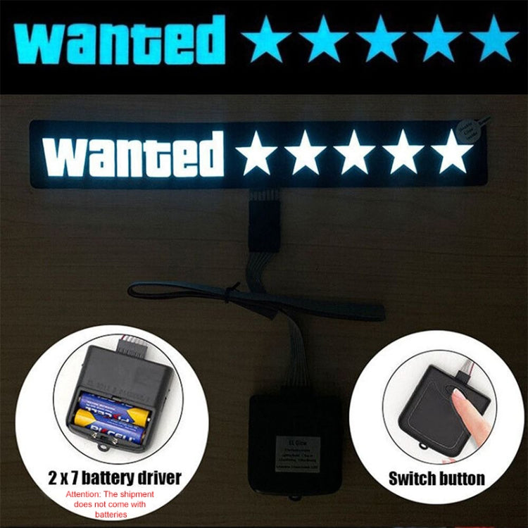 EL Luminous Car Stickers Cold Light Car Stickers Car Luminous Pattern Decoration(Wanted Blue)