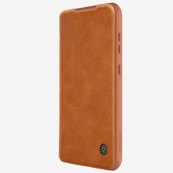 For Samsung Galaxy A55 NILLKIN QIN Series Pro Sliding Camera Cover Design Leather Phone Case(Brown)