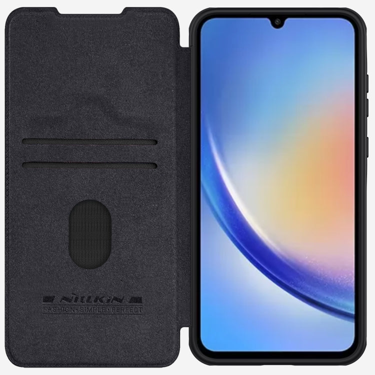 For Samsung Galaxy A55 NILLKIN QIN Series Pro Sliding Camera Cover Design Leather Phone Case(Black) - Galaxy Phone Cases by NILLKIN | Online Shopping South Africa | PMC TechLife