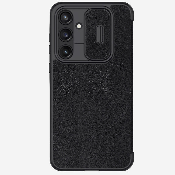 For Samsung Galaxy A55 NILLKIN QIN Series Pro Sliding Camera Cover Design Leather Phone Case(Black)