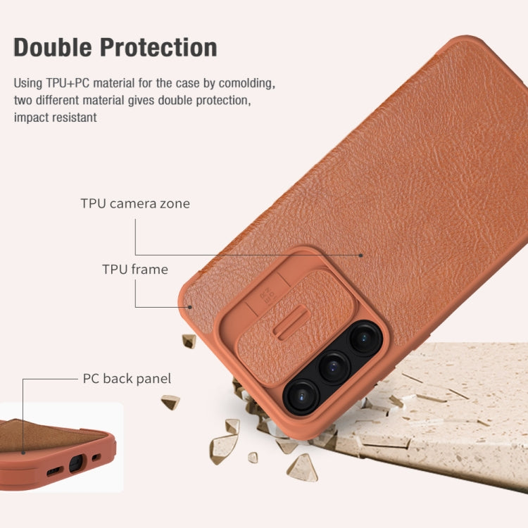 For Samsung Galaxy A55 NILLKIN QIN Series Pro Sliding Camera Cover Design Leather Phone Case(Black) - Galaxy Phone Cases by NILLKIN | Online Shopping South Africa | PMC TechLife