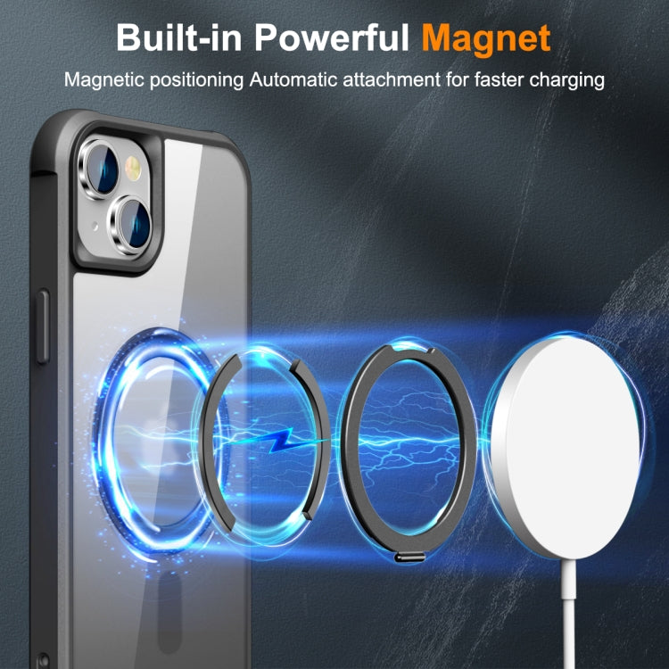 For iPhone 15 Plus MagSafe Magnetic Rotating Holder Phone Case(Black)