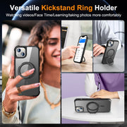For iPhone 15 Plus MagSafe Magnetic Rotating Holder Phone Case(Black)