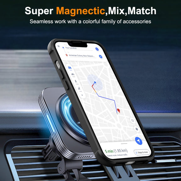For iPhone 15 Plus MagSafe Magnetic Rotating Holder Phone Case(Black)