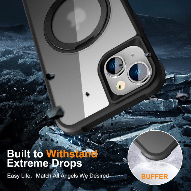 For iPhone 15 Plus MagSafe Magnetic Rotating Holder Phone Case(Black) - iPhone 15 Plus Cases by PMC TechLife | Online Shopping South Africa | PMC TechLife | Buy Now Pay Later Mobicred