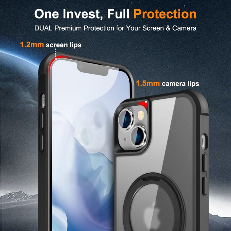 For iPhone 15 Plus MagSafe Magnetic Rotating Holder Phone Case(Black)