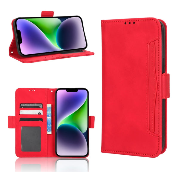 For iPhone 15 Pro Max Skin Feel Calf Texture Card Slots Leather Phone Case(Red)