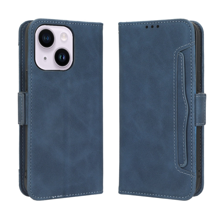 For iPhone 15 Pro Max Skin Feel Calf Texture Card Slots Leather Phone Case(Blue)