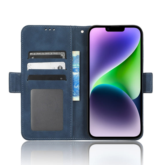 For iPhone 15 Pro Max Skin Feel Calf Texture Card Slots Leather Phone Case(Blue)