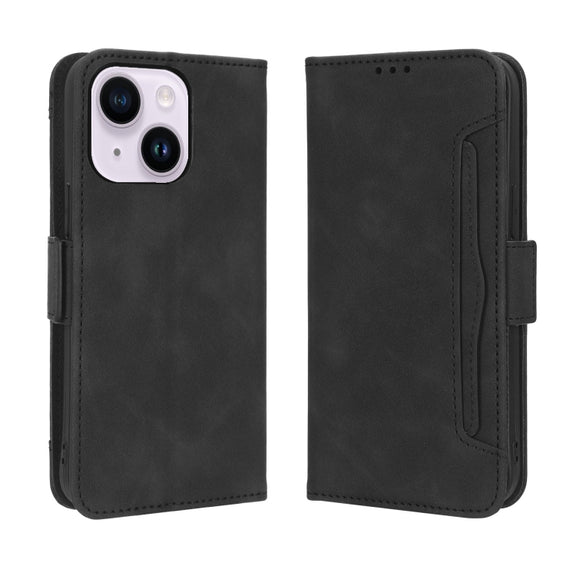 For iPhone 15 Skin Feel Calf Texture Card Slots Leather Phone Case(Black)