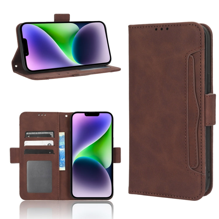 For iPhone 15 Skin Feel Calf Texture Card Slots Leather Phone Case(Brown) - iPhone 15 Cases by PMC TechLife | Online Shopping South Africa | PMC TechLife | Buy Now Pay Later Mobicred