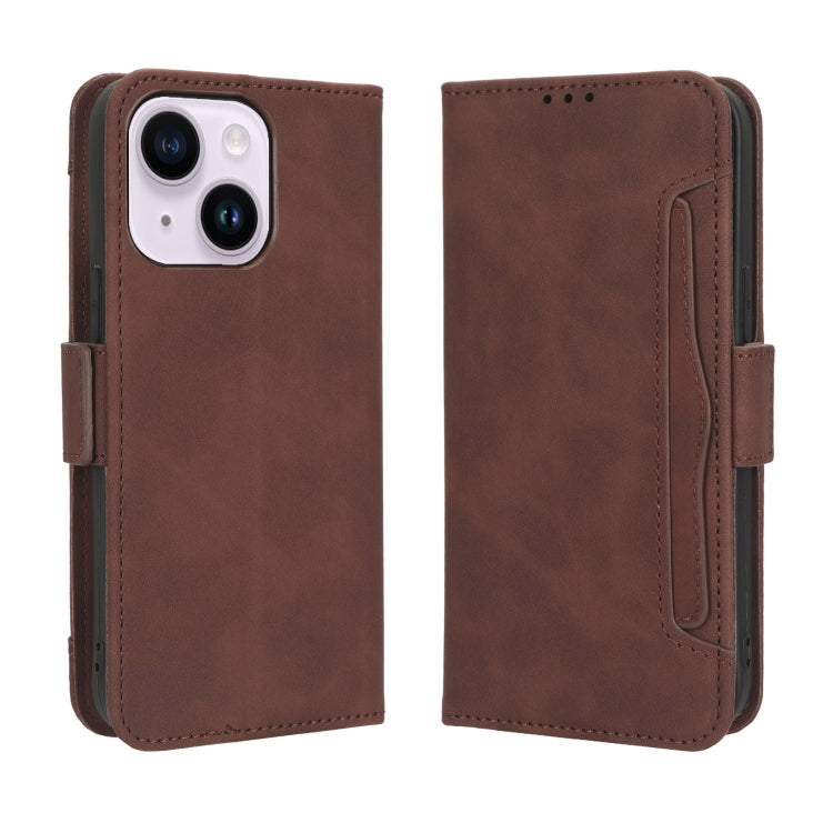 For iPhone 15 Skin Feel Calf Texture Card Slots Leather Phone Case(Brown) - iPhone 15 Cases by PMC TechLife | Online Shopping South Africa | PMC TechLife | Buy Now Pay Later Mobicred