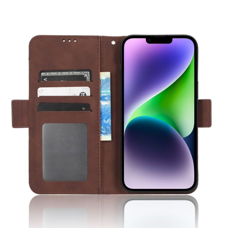 For iPhone 15 Skin Feel Calf Texture Card Slots Leather Phone Case(Brown) - iPhone 15 Cases by PMC TechLife | Online Shopping South Africa | PMC TechLife | Buy Now Pay Later Mobicred