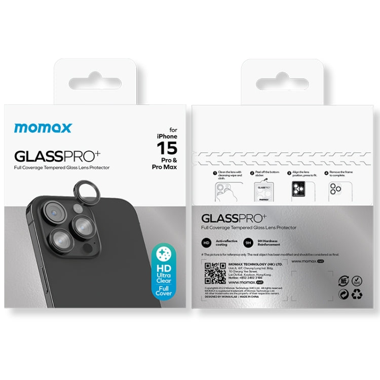 For iPhone 15 Pro / 15 Pro Max MOMAX Eagle Eye Independent Full Cover Phone Lens Glass Film(Black) - iPhone 15 Pro Max Cases by MOMAX | Online Shopping South Africa | PMC Jewellery | Buy Now Pay Later Mobicred