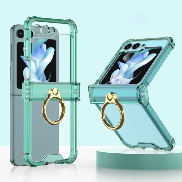 For Samsung Galaxy Z Flip5 Gkk Airbag Hinge Silicone Phone Case with Ring Holder(Transparent Green) - free shipping - PMC TechLife - Order now!