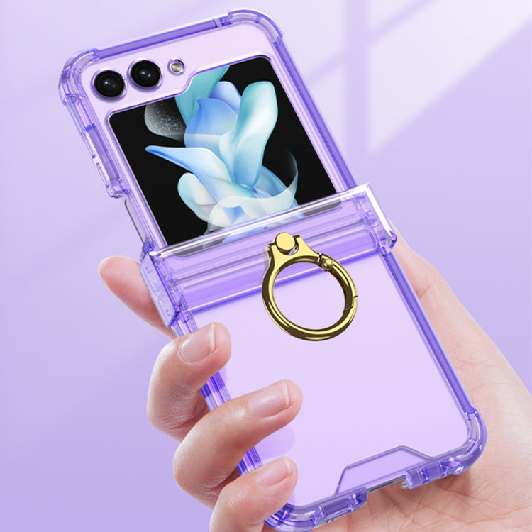 For Samsung Galaxy Z Flip5 Gkk Airbag Hinge Silicone Phone Case with Ring Holder(Transparent Black) - Galaxy Z Flip5 Cases by GKK | Online Shopping South Africa | PMC TechLife | Buy Now Pay Later Mobicred