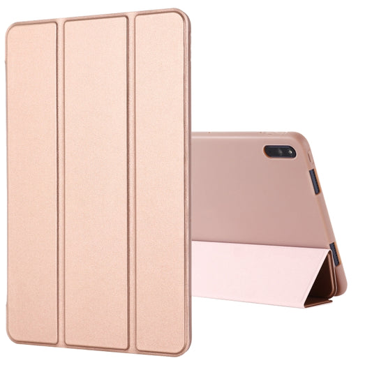 For Huawei Matepad 10.4 GEBEI Shockproof Horizontal Flip Leather Case with Three-folding Holder(Rose Gold) - Huawei by GEBEI | Online Shopping South Africa | PMC Jewellery | Buy Now Pay Later Mobicred