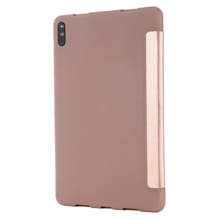 For Huawei Matepad 10.4 GEBEI Shockproof Horizontal Flip Leather Case with Three-folding Holder(Rose Gold) - Huawei by GEBEI | Online Shopping South Africa | PMC Jewellery | Buy Now Pay Later Mobicred
