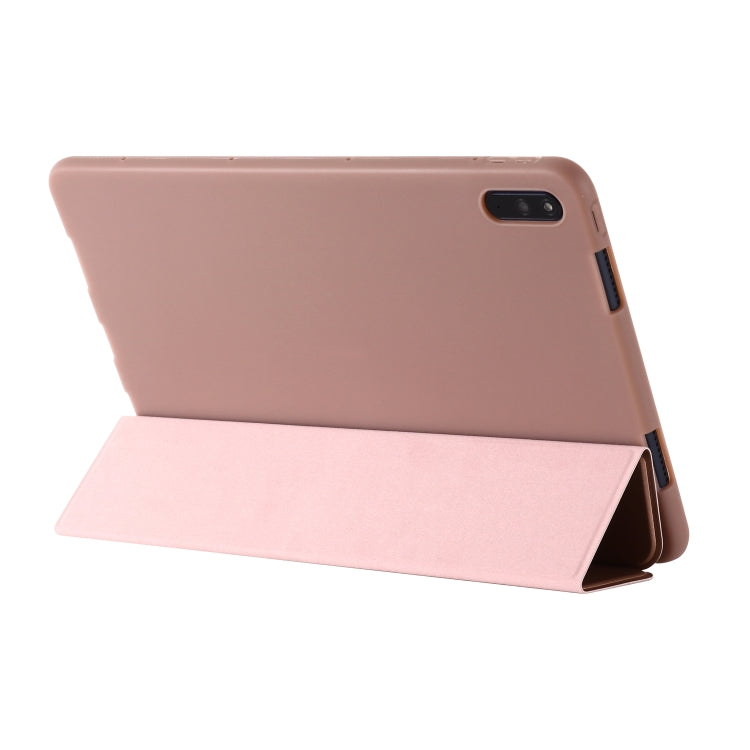 For Huawei Matepad 10.4 GEBEI Shockproof Horizontal Flip Leather Case with Three-folding Holder(Rose Gold) - Huawei by GEBEI | Online Shopping South Africa | PMC Jewellery | Buy Now Pay Later Mobicred