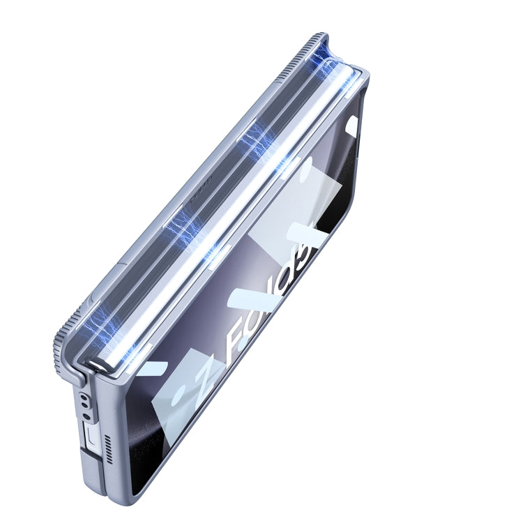 For Samsung Galaxy Z Fold5 GKK Integrated Magnetic Armor Flip Phone Case with Holder(Light Blue)
