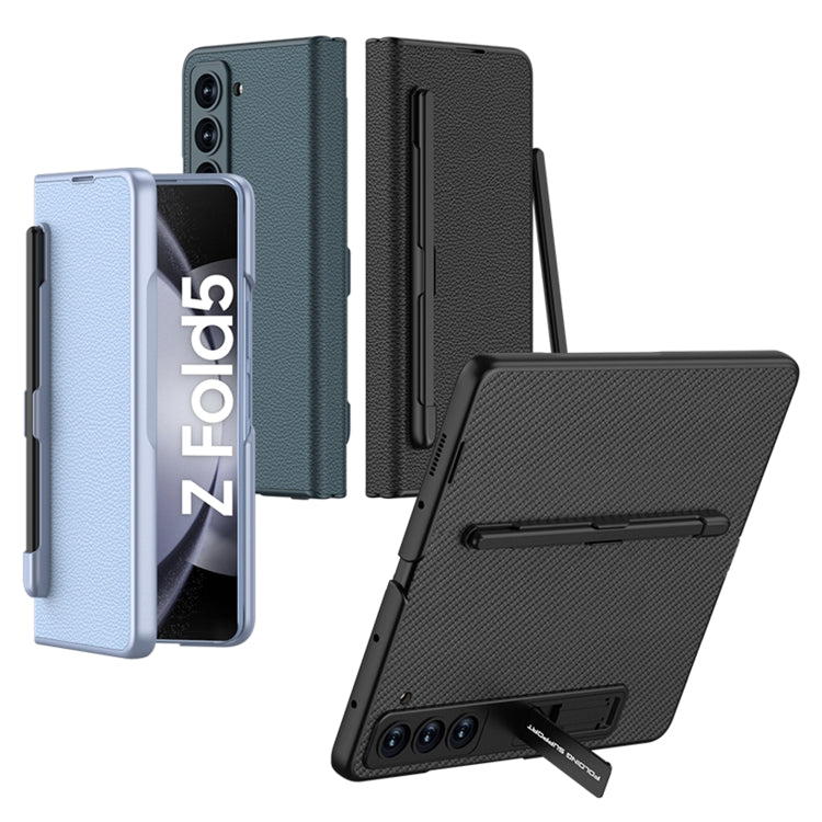 For Samsung Galaxy Z Fold5 GKK Flip Leather All-Inclusive Phone Case with Pen Holder(Silver)