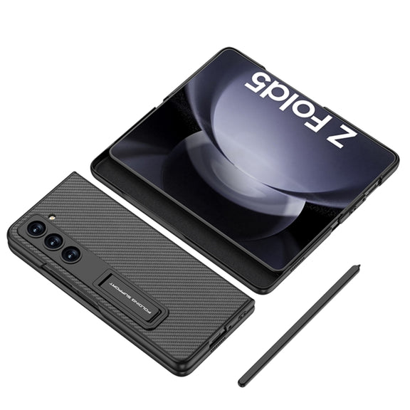 For Samsung Galaxy Z Fold5 GKK Flip Leather All-Inclusive Phone Case with Pen Holder(Silver)