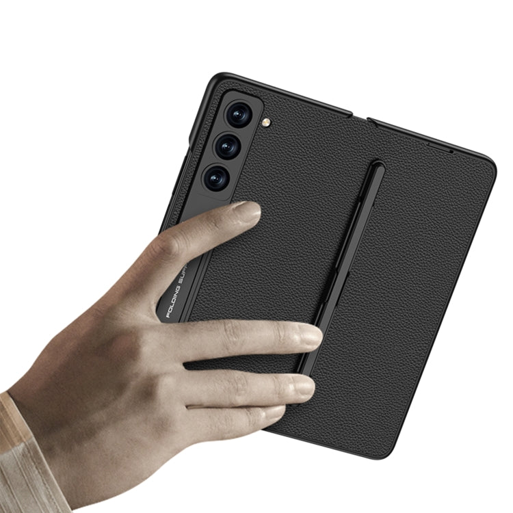 For Samsung Galaxy Z Fold5 GKK Flip Leather All-Inclusive Phone Case with Pen Holder(Silver)