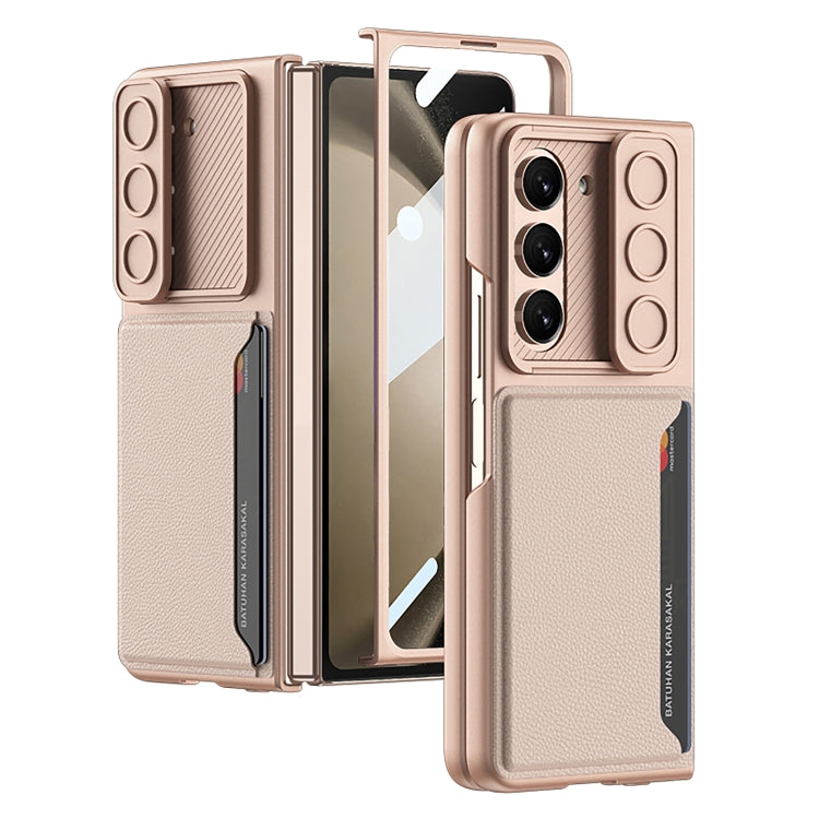 For Samsung Galaxy Z Fold5 GKK Integrated Ultra-thin Sliding Window Folding Phone Case with Card Holder(Misty Gold) - free shipping - PMC TechLife - Order now!